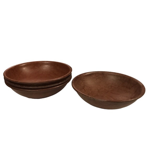 4 Vintage Faux Burl Wood Brown 2 Boltalite 2 Hunter Melamine 8" Bowl MCM USA - Picture 6 of 12